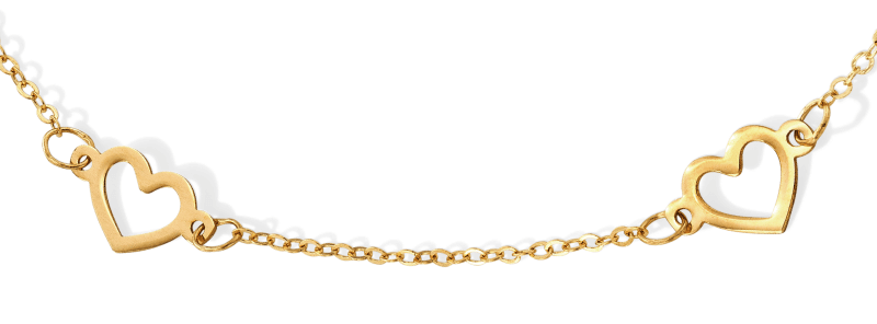 Hollow 10K Yellow Gold Heart Station Bracelet 