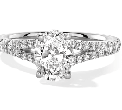 Now + Forever 14K White Gold Lab-Grown Diamond Oval-Cut Split Shank Engagement Ring