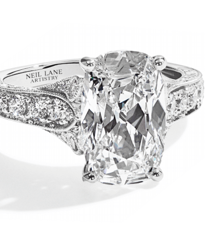 Neil Lane Vintage-Inspired White Gold Oval Engagement Ring.