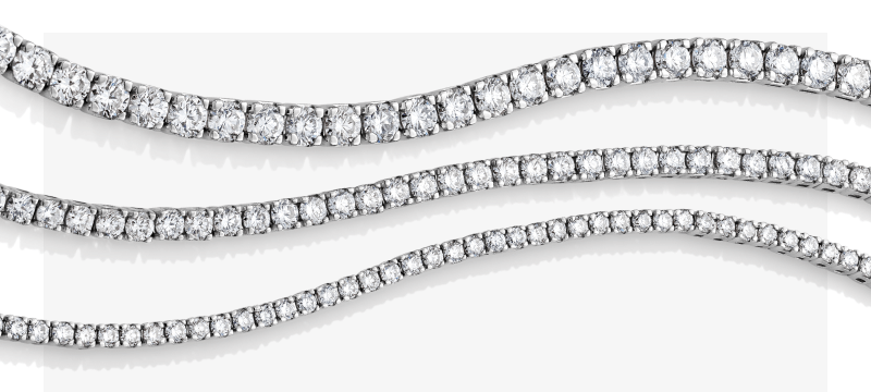 Diamond Tennis Necklaces in White Metal With Round Brilliant Stones.
