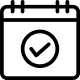 black and white calendar icon.