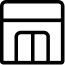 black and white storefront icon.