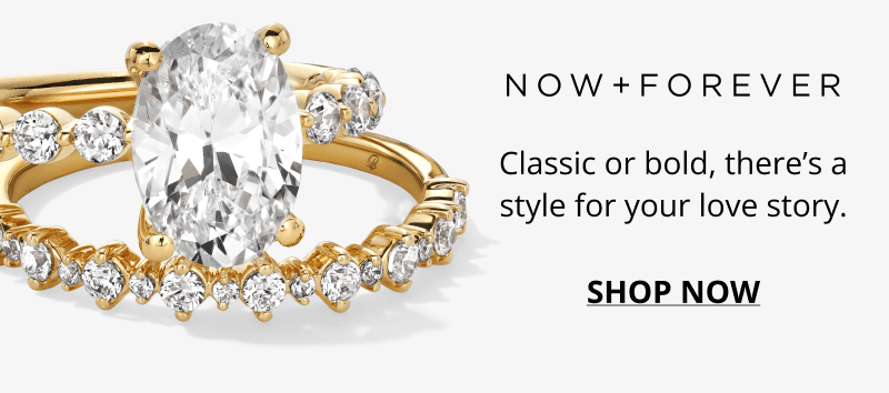 Yellow Gold Oval-Cut Diamond Engagement Ring with Diamond Band and Matching Wedding Band. Now + Forever. Classic or bold, there's a style for your love story. Click to shop now.