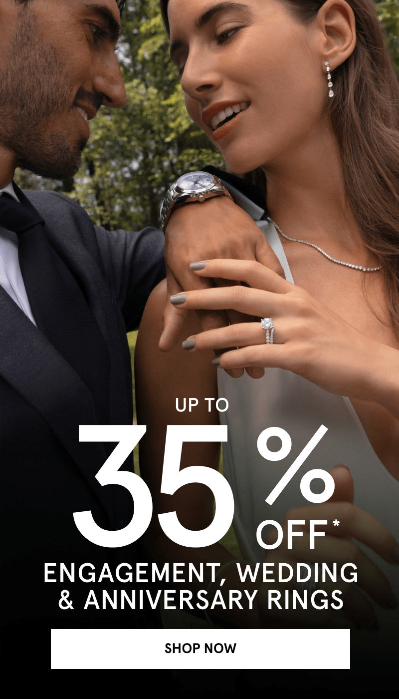 Woman and man holding hands wearing jewelry. Up to 35% OFF engagement, wedding & anniversary rings. Shop now.