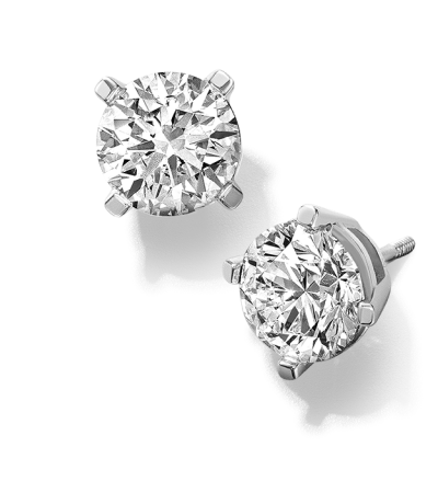White gold diamond stud earrings.