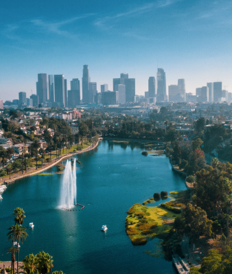 The lake view of LA downtown.