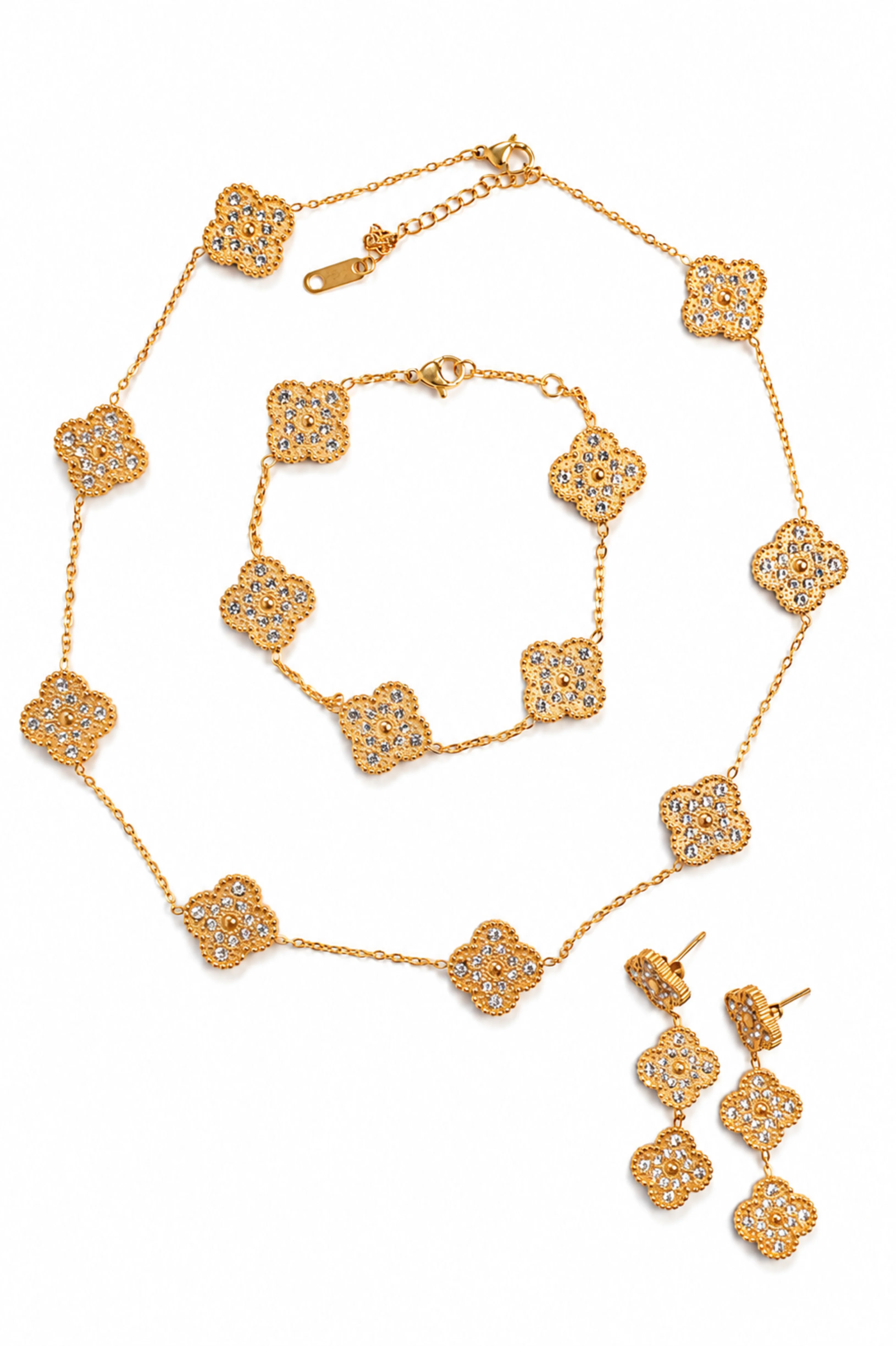 Infinite Glow 2 Sided Crystal 316L Stainless Steel Clover Collection