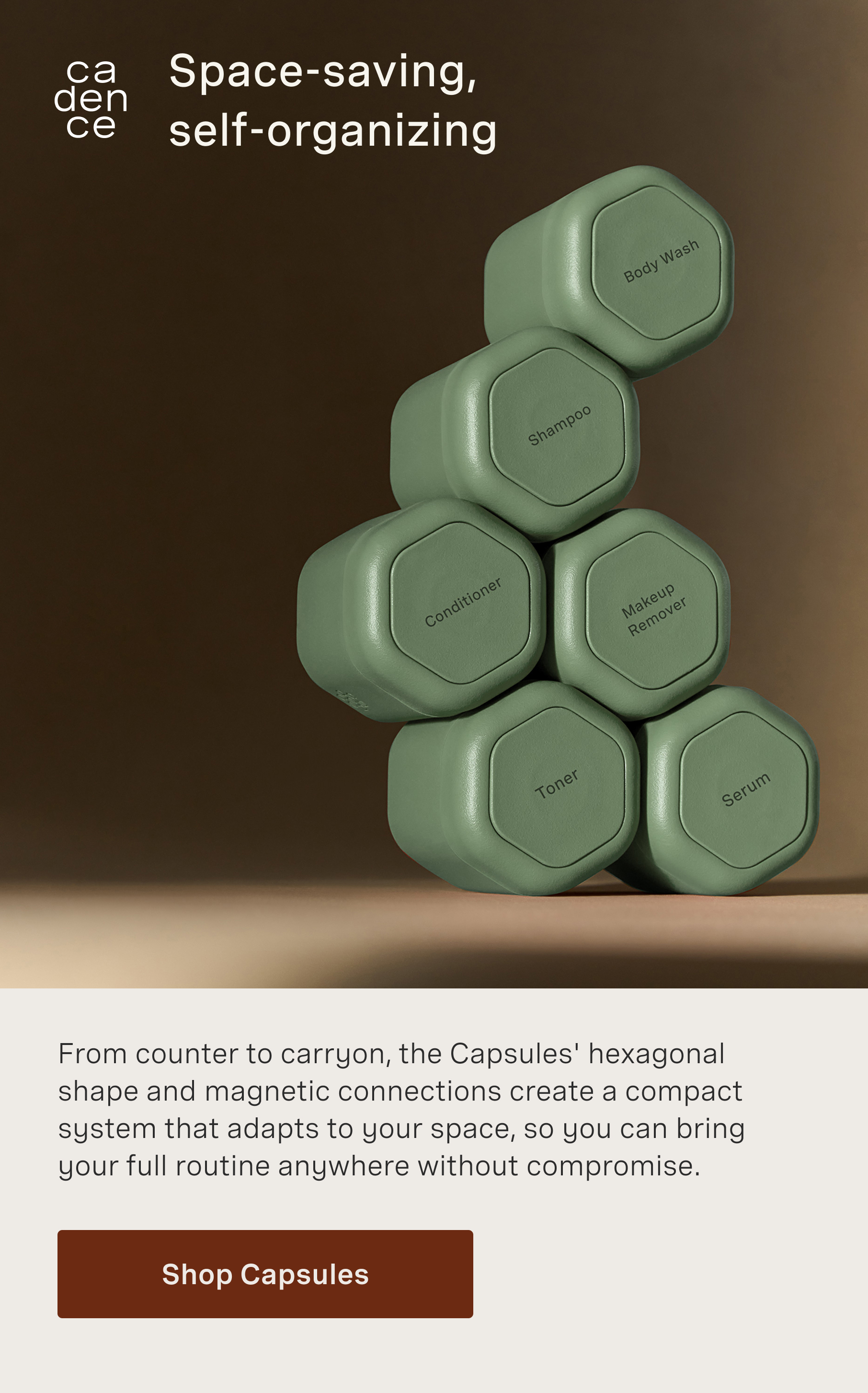 self-organizing and space-saving capsules