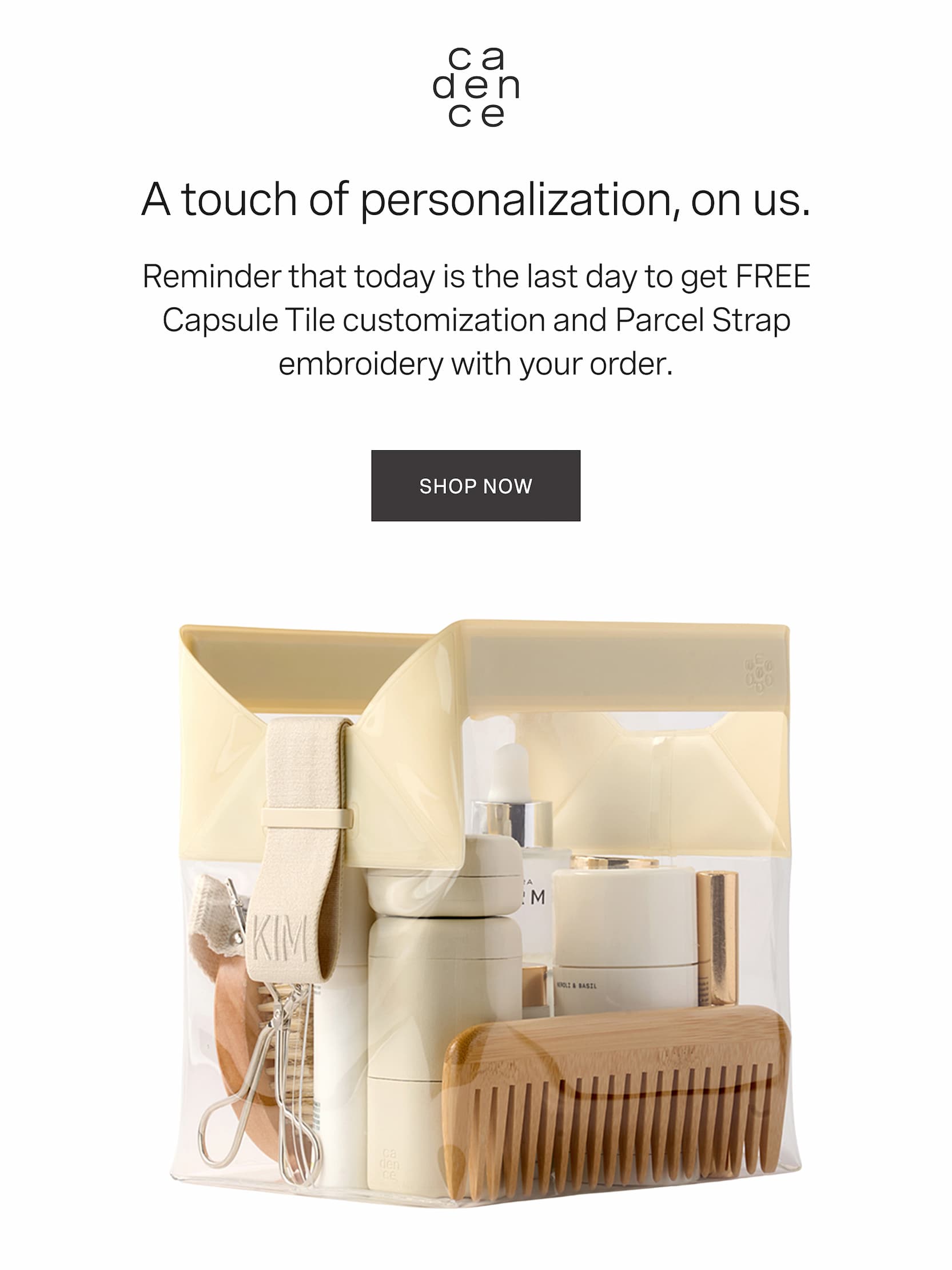 Click to shop Cadence. Image of The Parcel with Capsules and items inside.