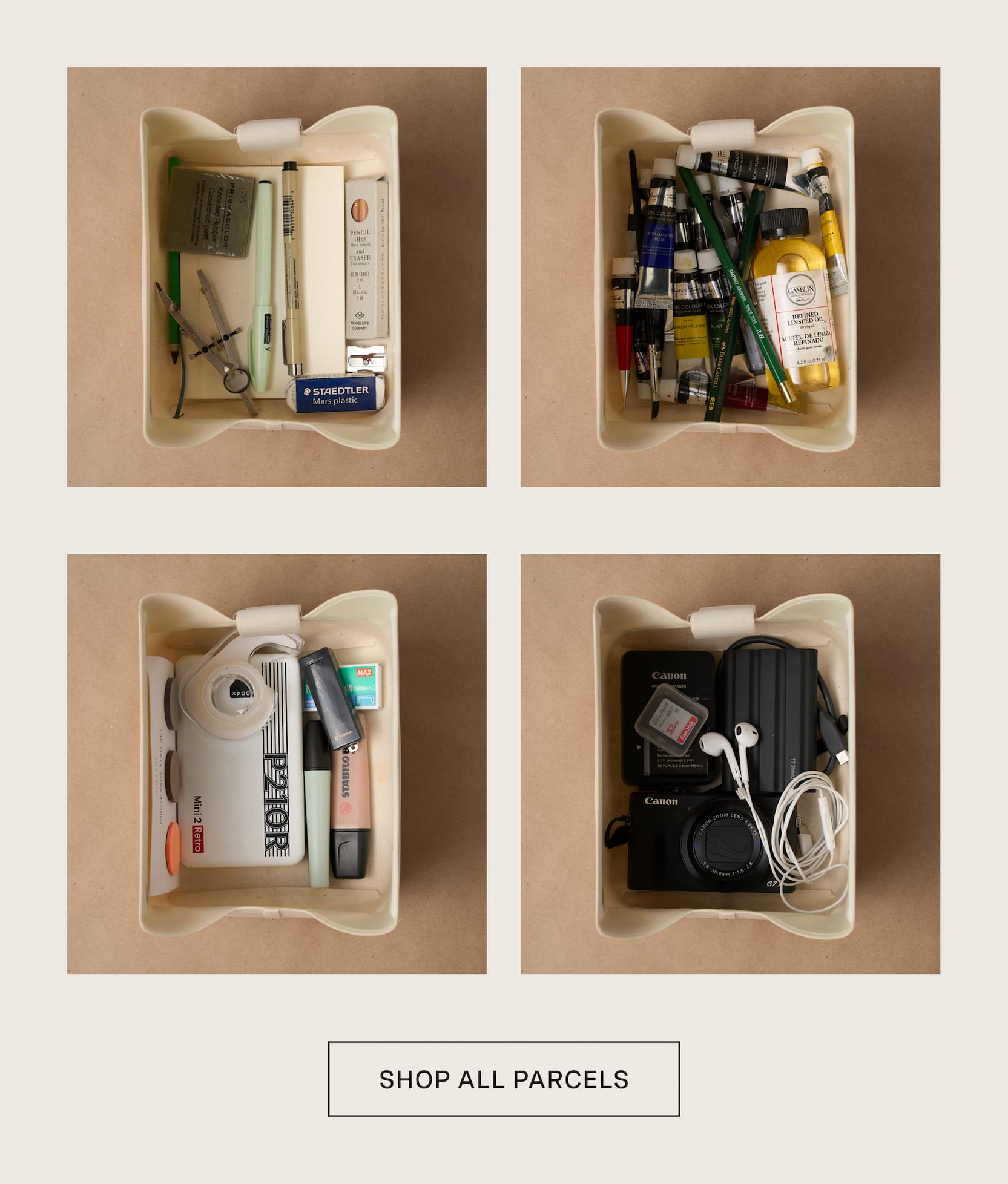 Click to shop Cadence Parcels. Image of Cadence Parcels with Analog Bag crafts.