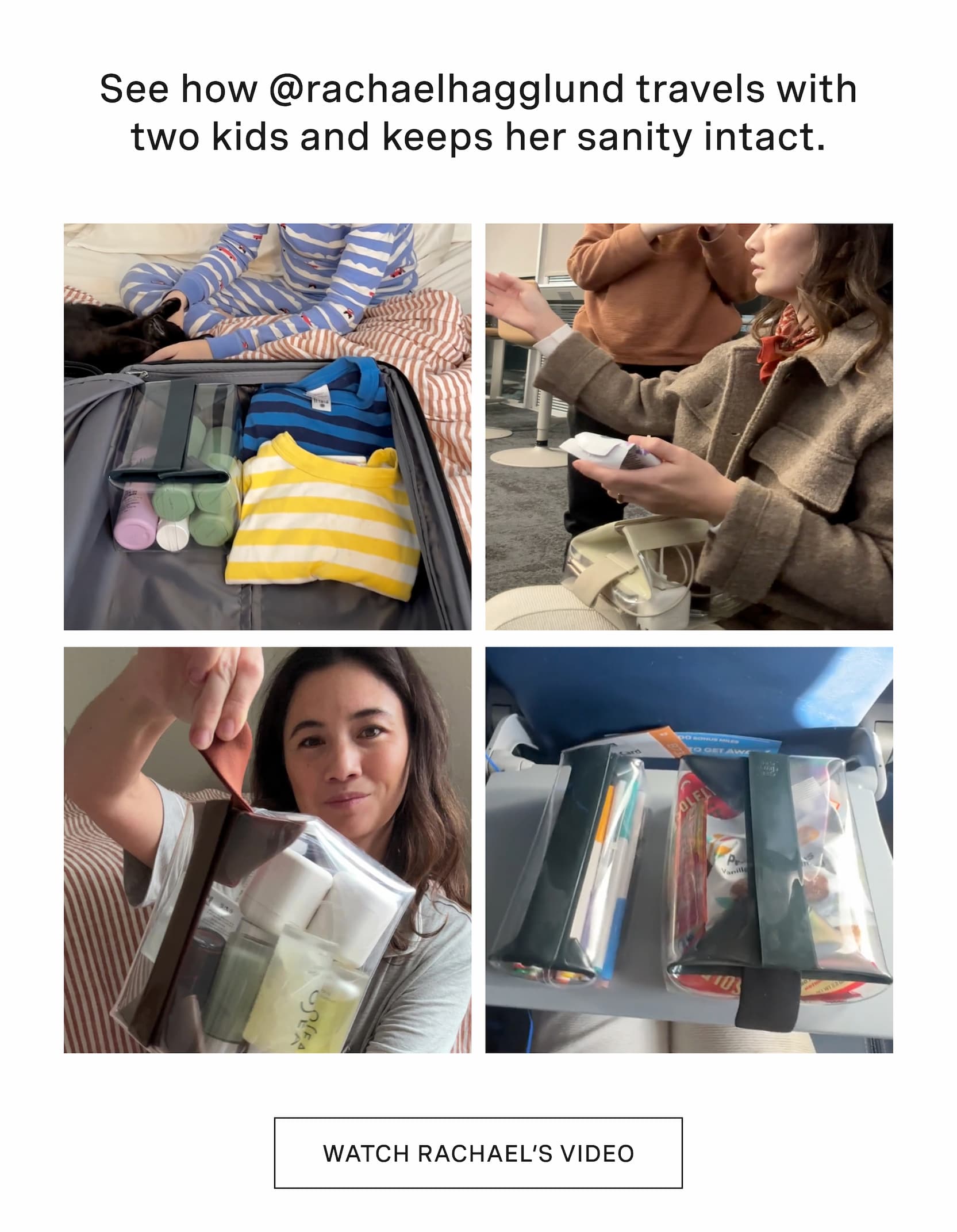 Click to See how @rachaelhagglund travels with two kids and keeps her sanity intact. Images of Rachael traveling with Cadence.