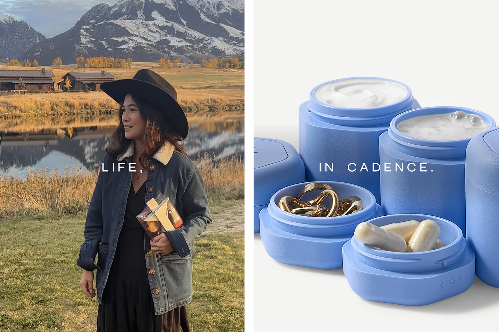 Click to shop Cadence. Image of a woman holding Cadence Parcel.