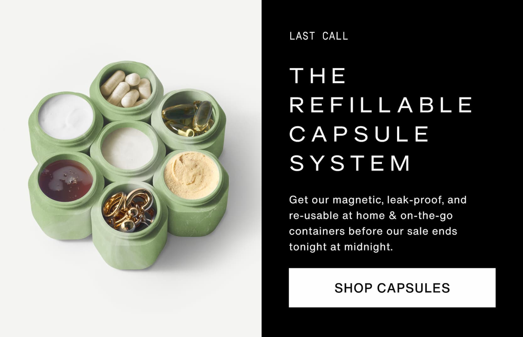 Click to shop The Capsule System. The refillable Capsule System. Image of Capsules filled.
