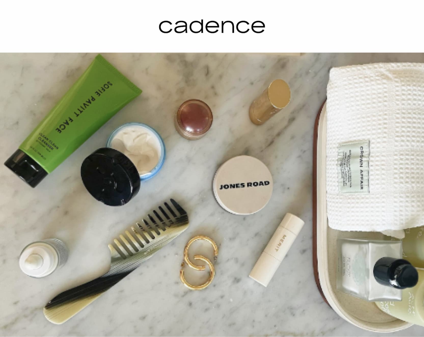 Click to shop Cadence. Image of items on a counter