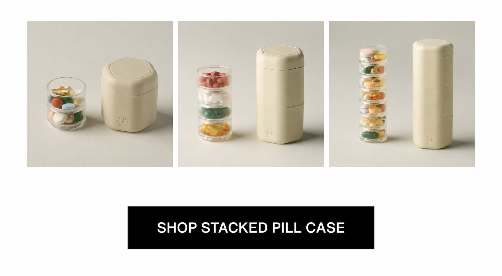 Click to shop The Stacked Pill Case. Images of The Stacked Pill Case.