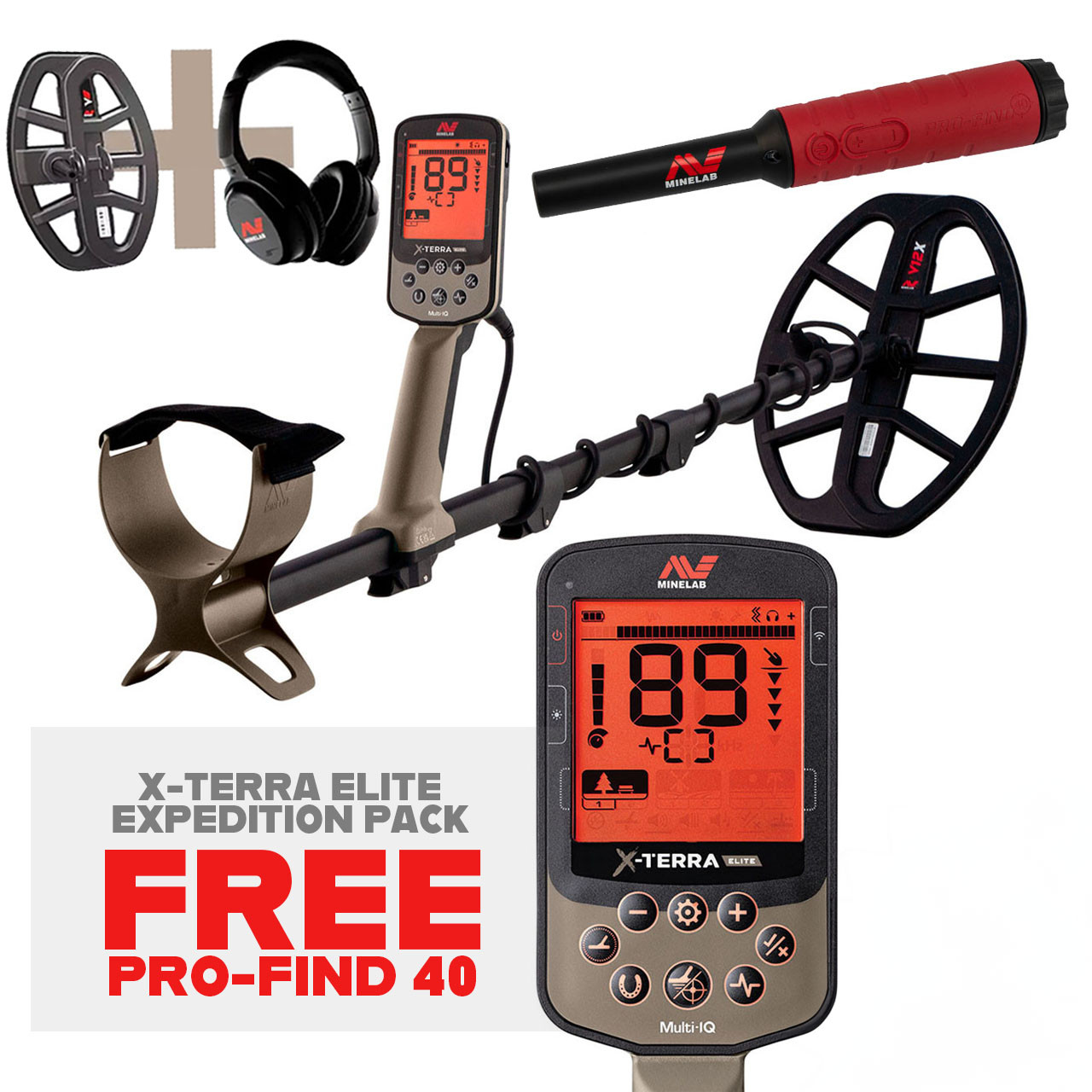 Image of Minelab X-Terra Elite Metal Detector Expedition Pack Powered by Multi-IQ