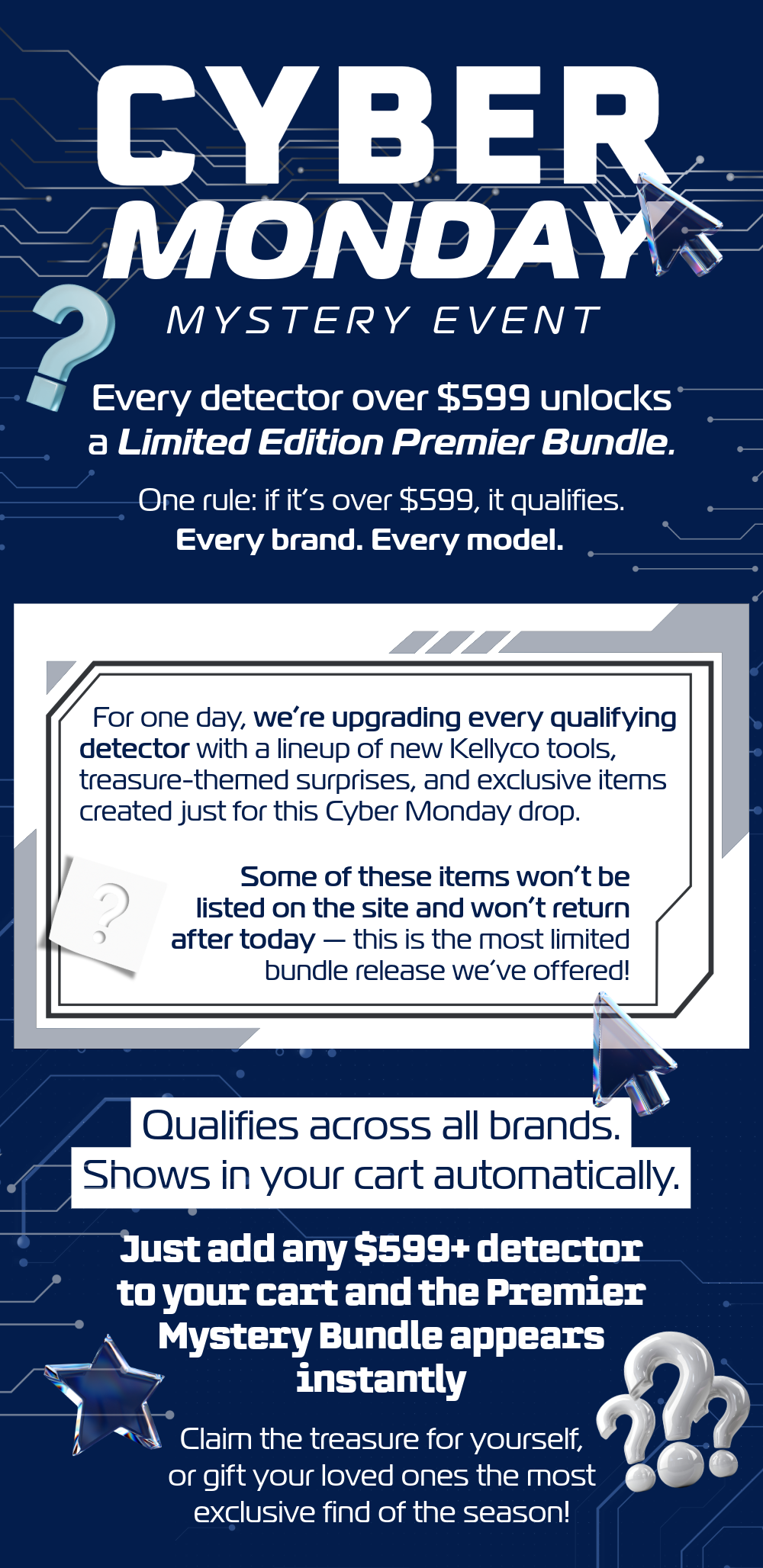 Cyber Monday Mystery Event - Every Detector $599+ gets upgraded to a premier mystery bundle! 