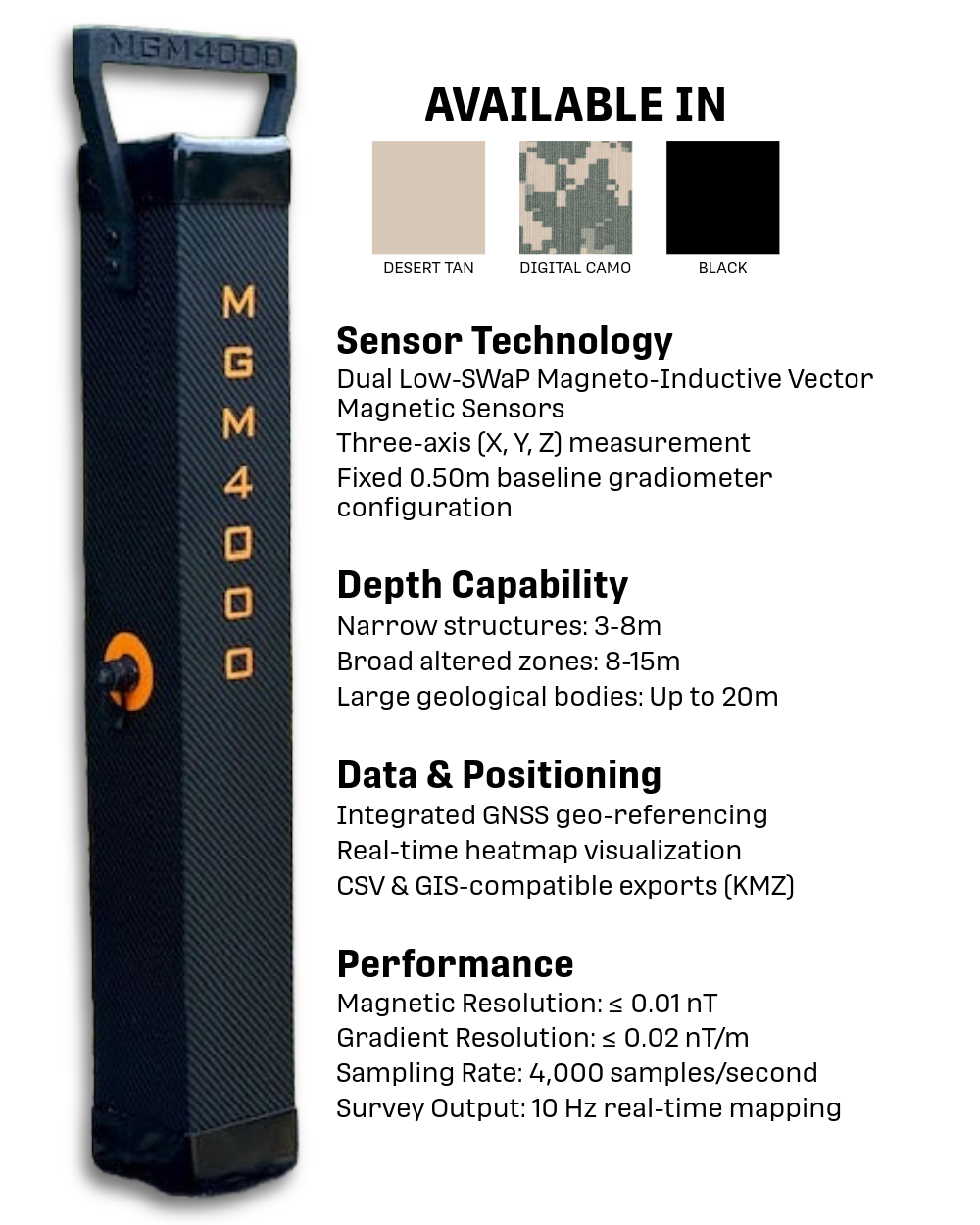 Sensor Technology, Depth Capability, Data & Positioning