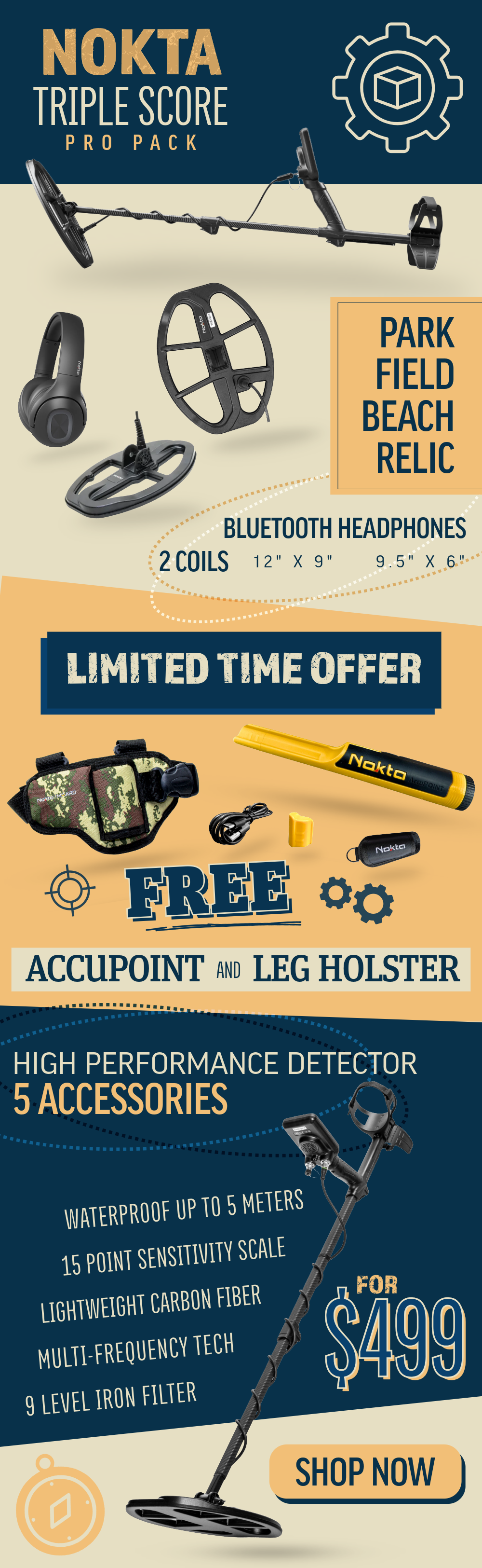 Nokta Triple Score Pro Pack for $499 - Get AccuPoint and Leg Holster FREE! 
