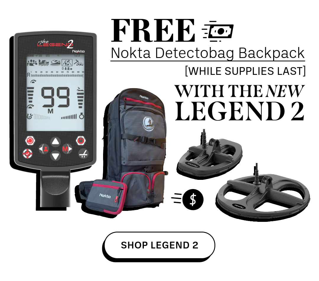 Nokta Legend 2 metal detector with free Detectobag backpack bundle while supplies last