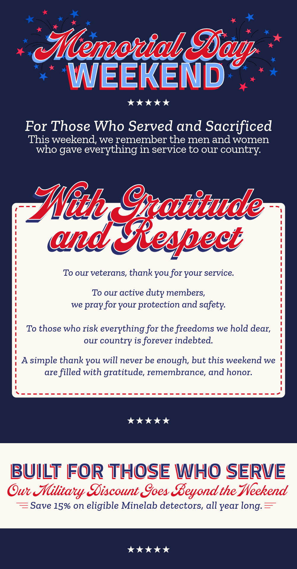 Memorial Day Weekend - With gratitude and respect. 