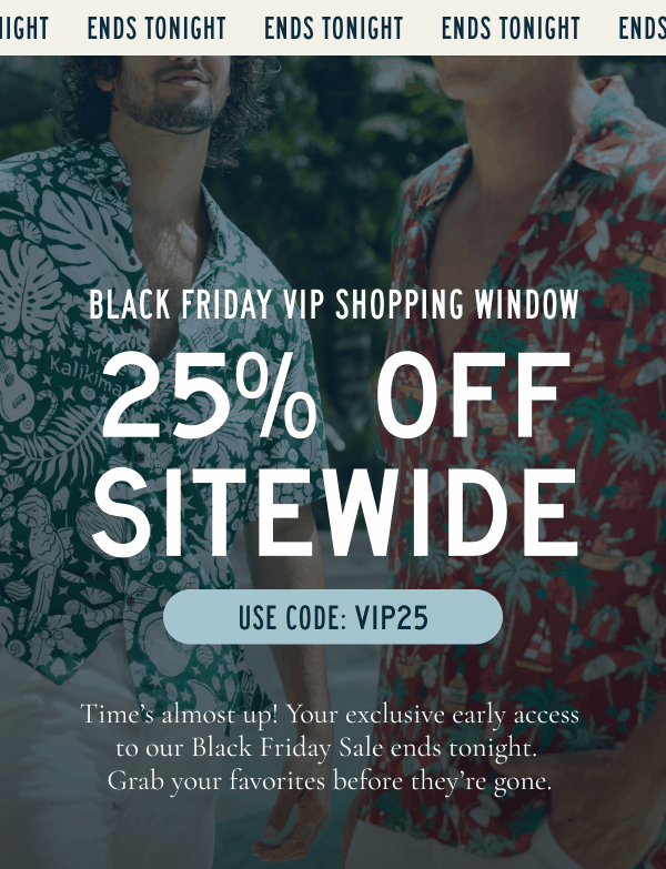BLACK FRIDAY VIP SHOPPING WINDOW  | 25% Off Everything | USE CODE VIP 25