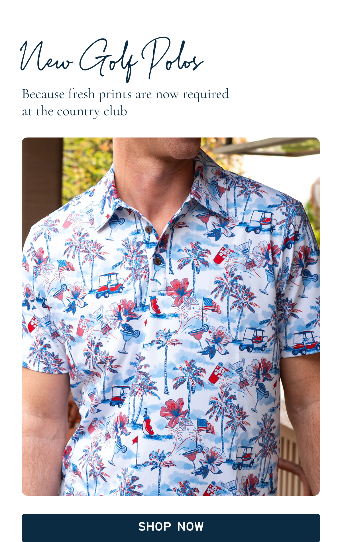 New Golf Polos  Because fresh prints are now required at the country club  [[SHOP NOW]]