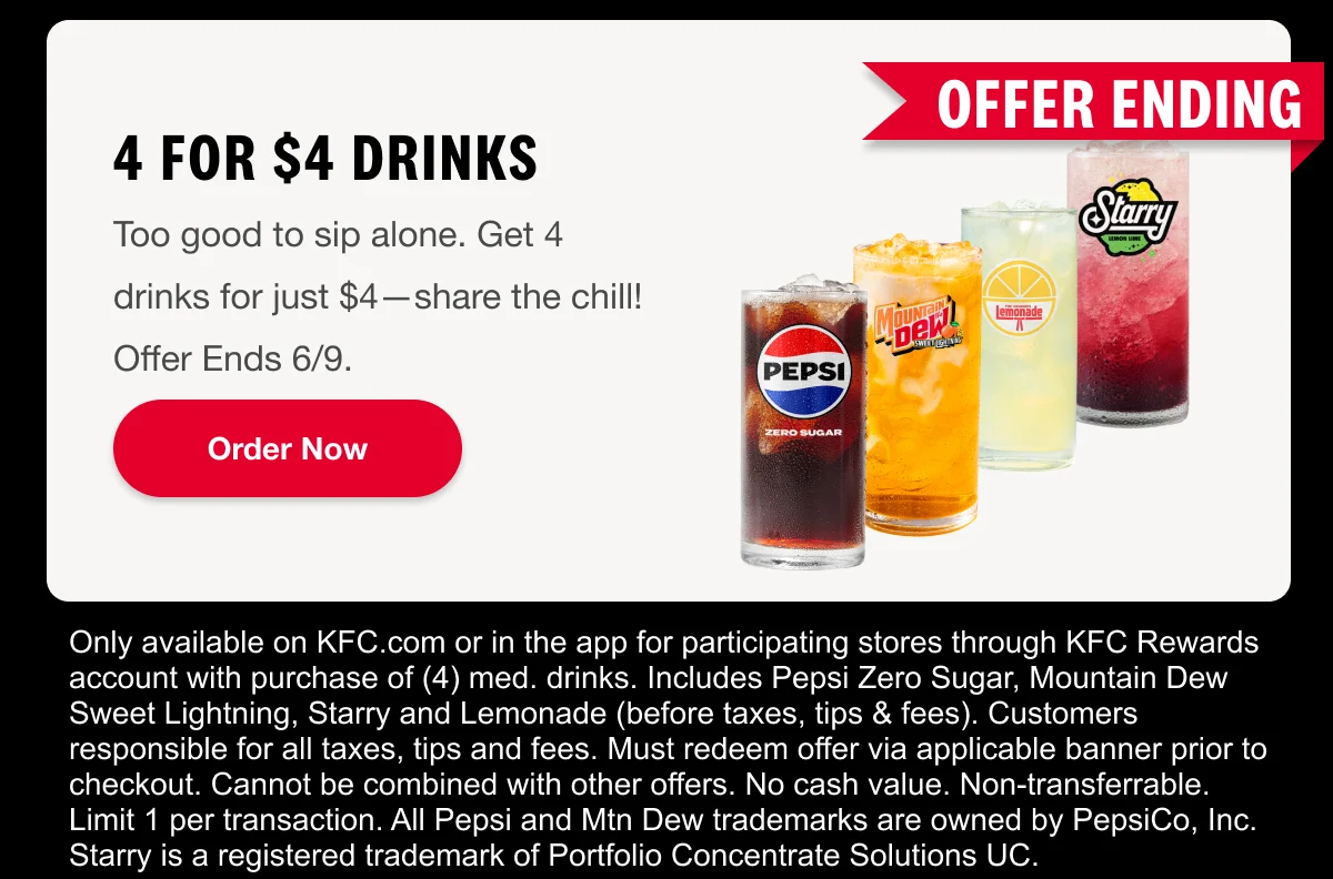 Rewards Members Exclusive. Offer Ending Soon. Too good to sip alone. Get 4 drinks for just $4—share the chill! Offer Ends 6/9.Order Now.