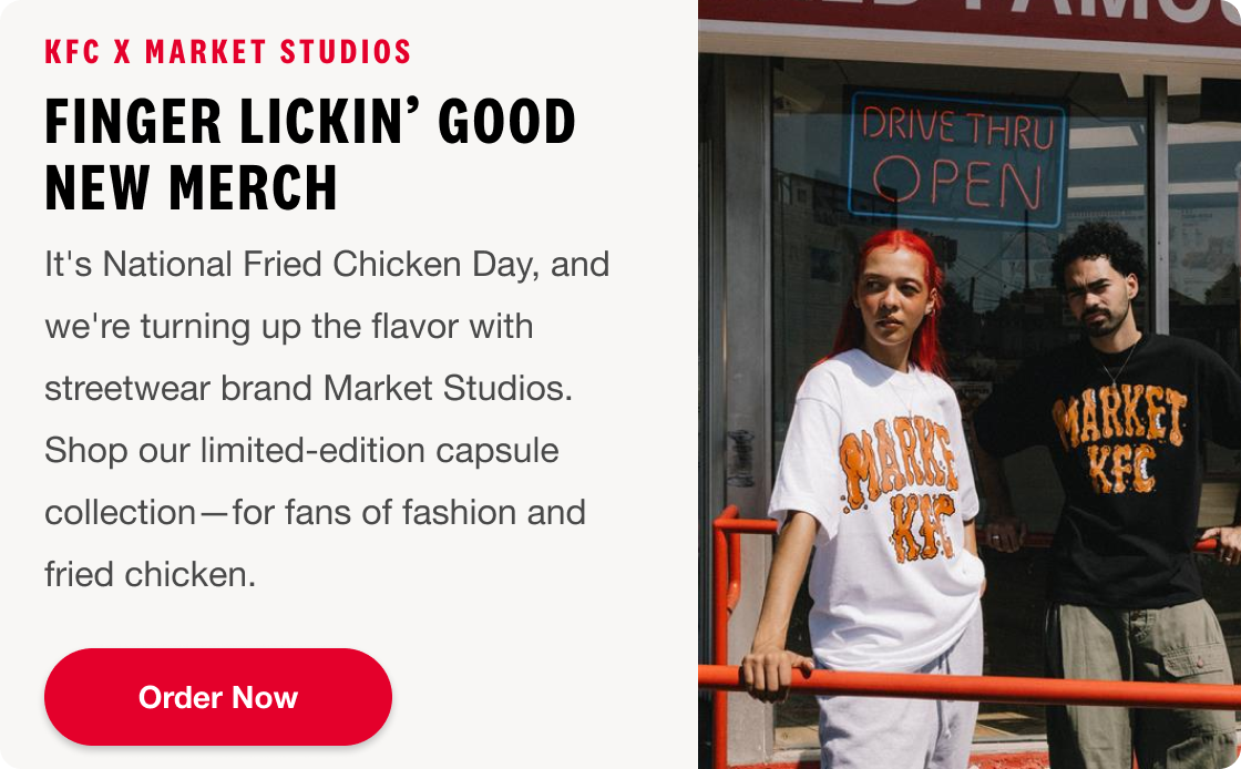 It's National Fried Chicken Day, and we're turning up the flavor with streetwear brand Market Studios. Shop our limited-edition capsule collection—for fans of fashion and fried chicken. Order now.