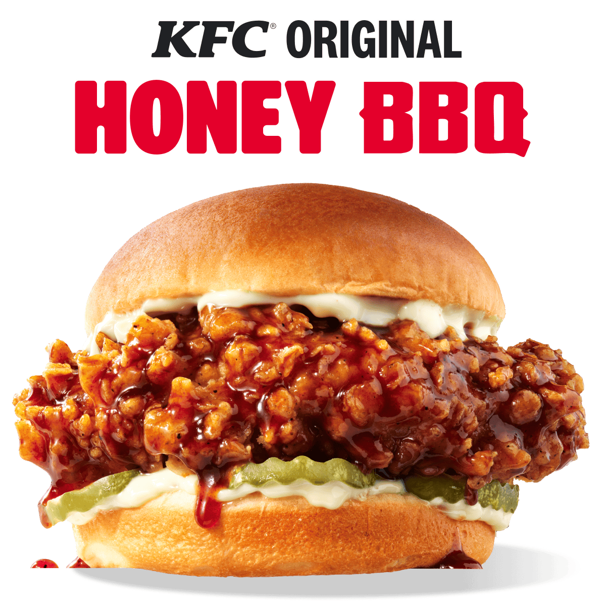 A KFC Chicken Sandwich that is absolutely dripping with Honey BBQ Sauce.