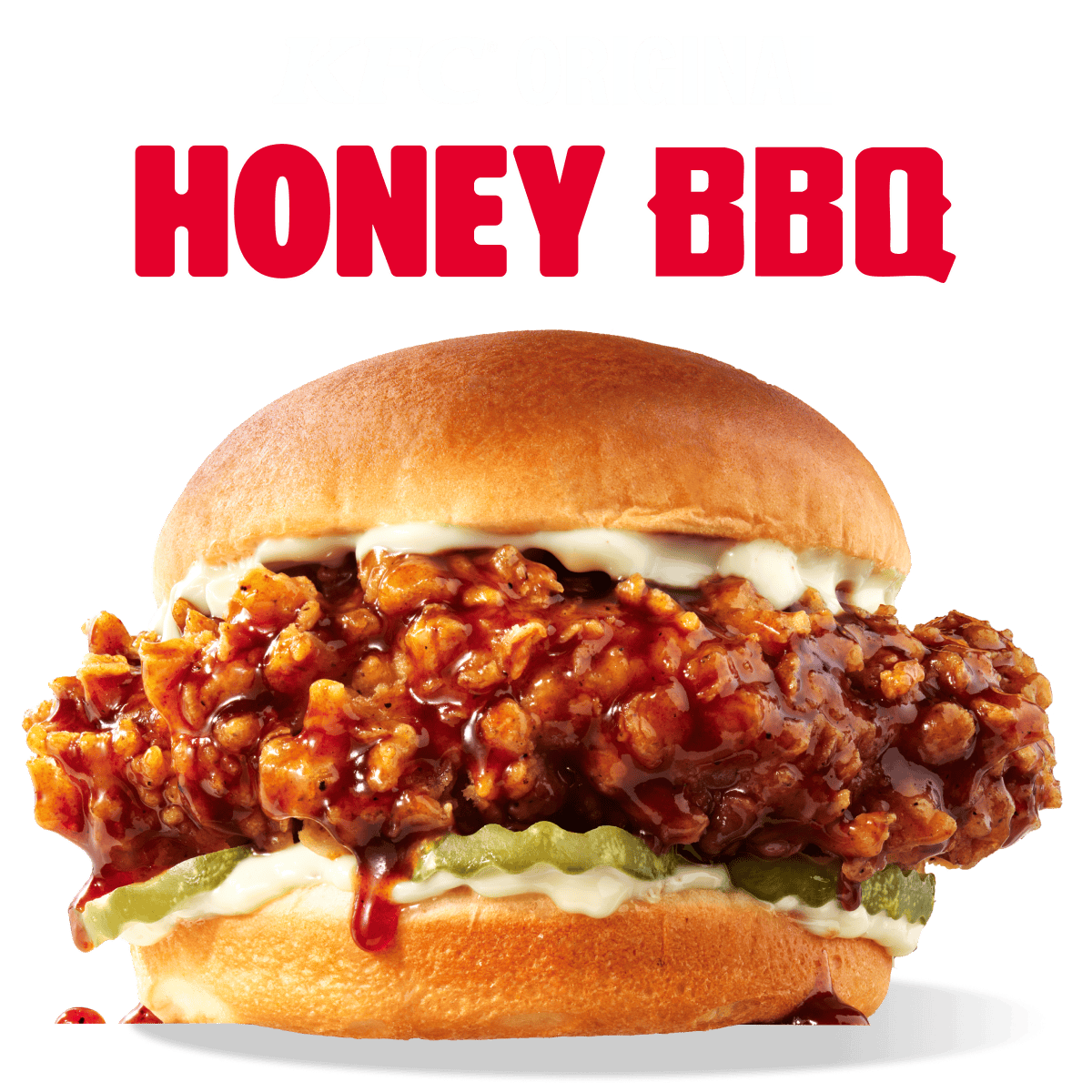 A KFC Chicken Sandwich that is absolutely dripping with Honey BBQ Sauce.