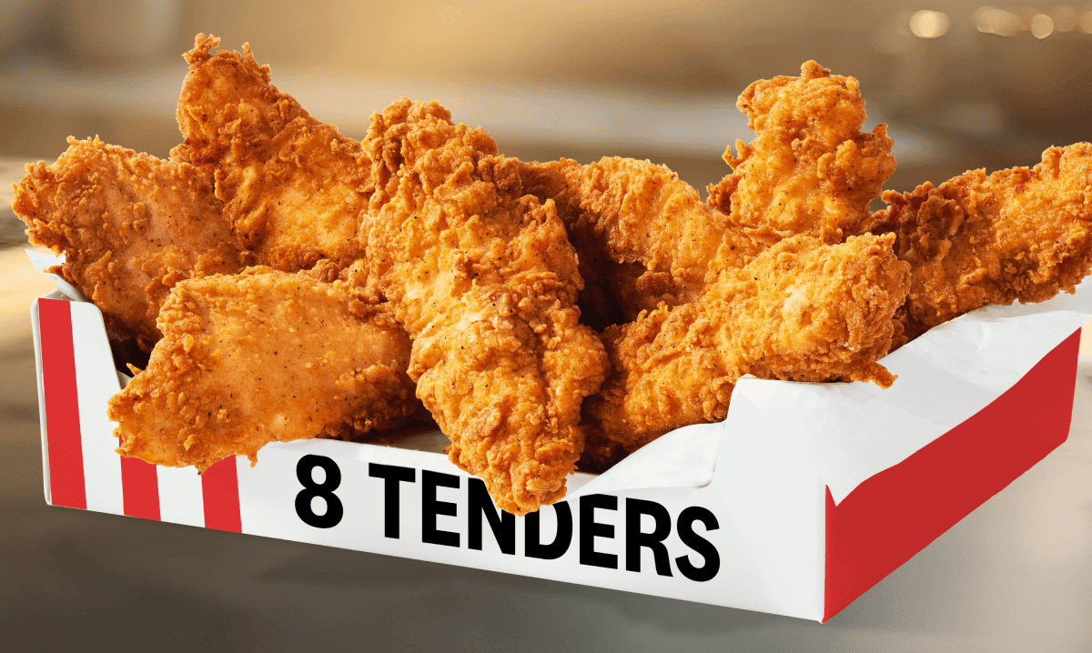 A striped box of 8 KFC Chicken Tenders