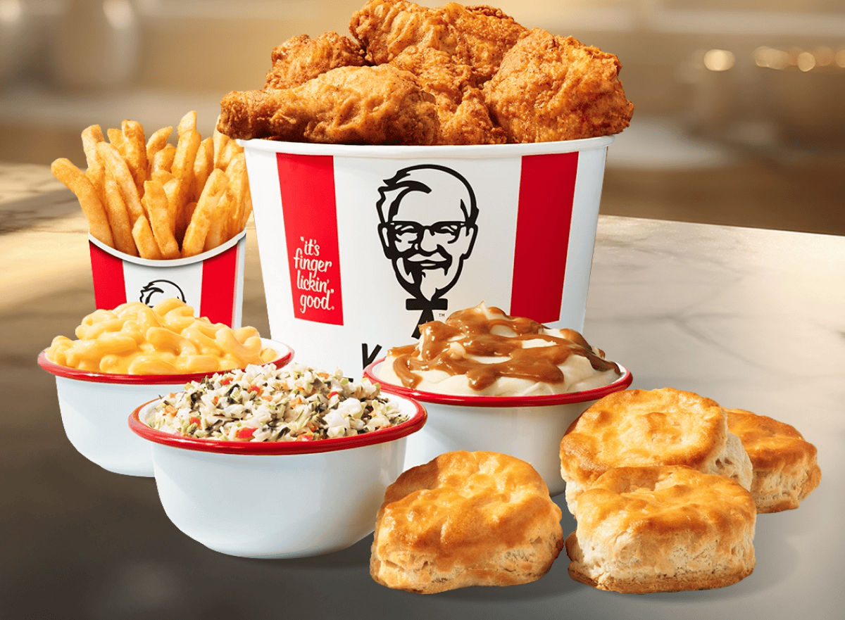 6pc. Chicken bucket with sides galore.