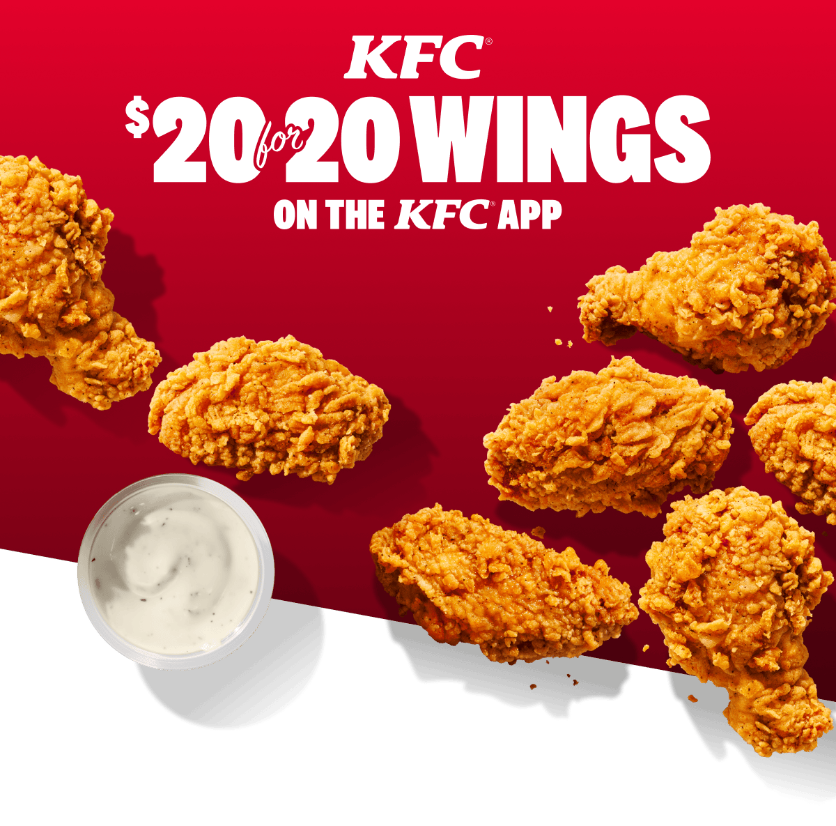20 Wings for $20 on the KFC App