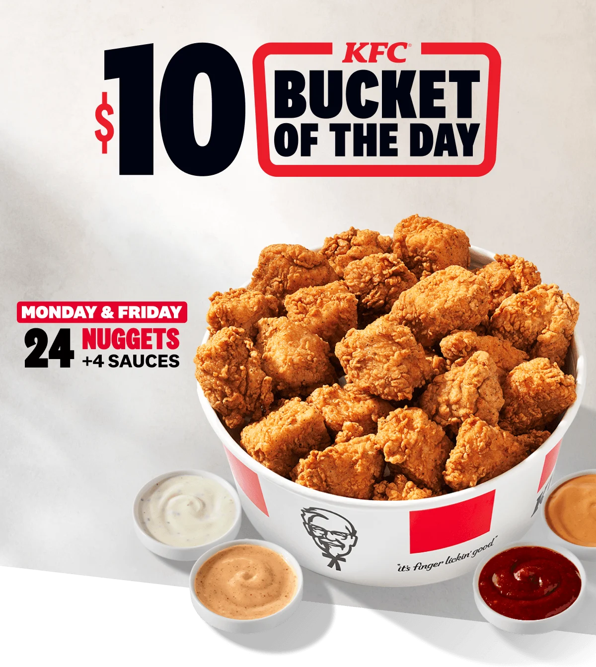 A bucket overflowing with 24 nuggets