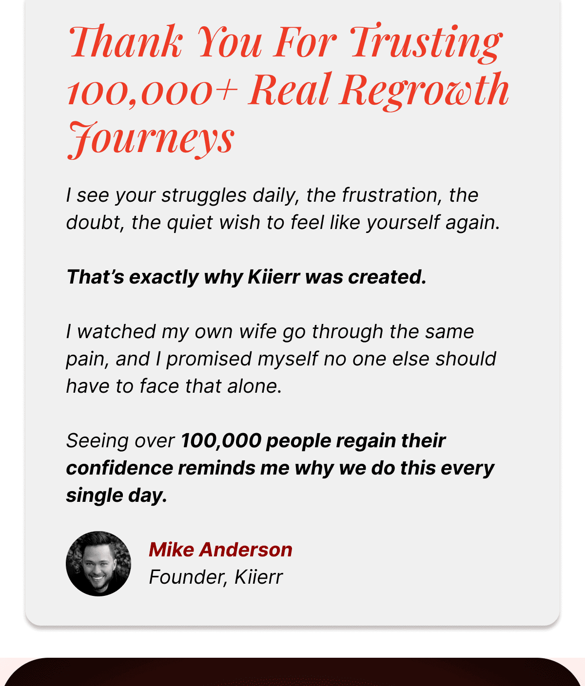 Thank you for trusting 100,000+ Real Regrowth Journeys