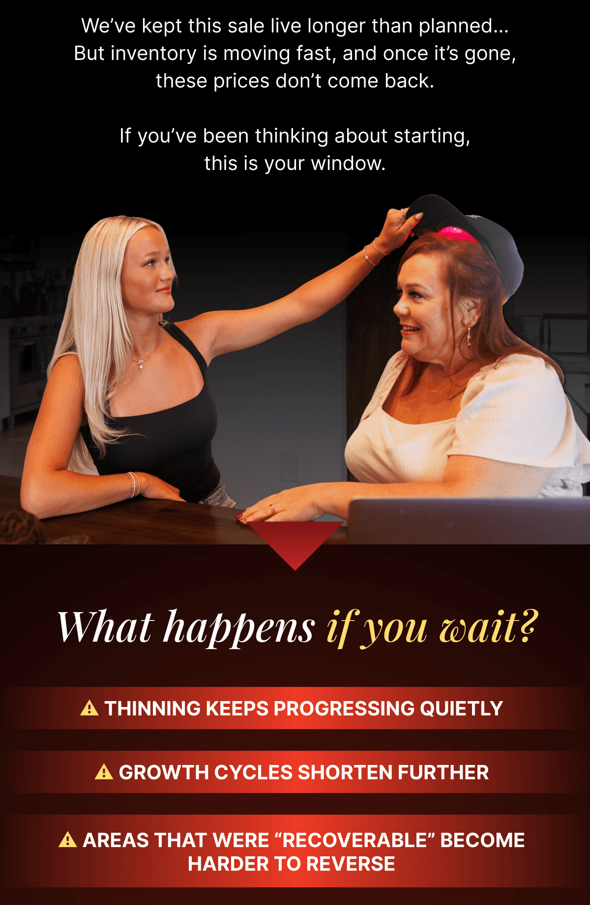 What happens if you wait? Thinning keeps progressing quietly growth cycles shorten further areas become hard to reverse