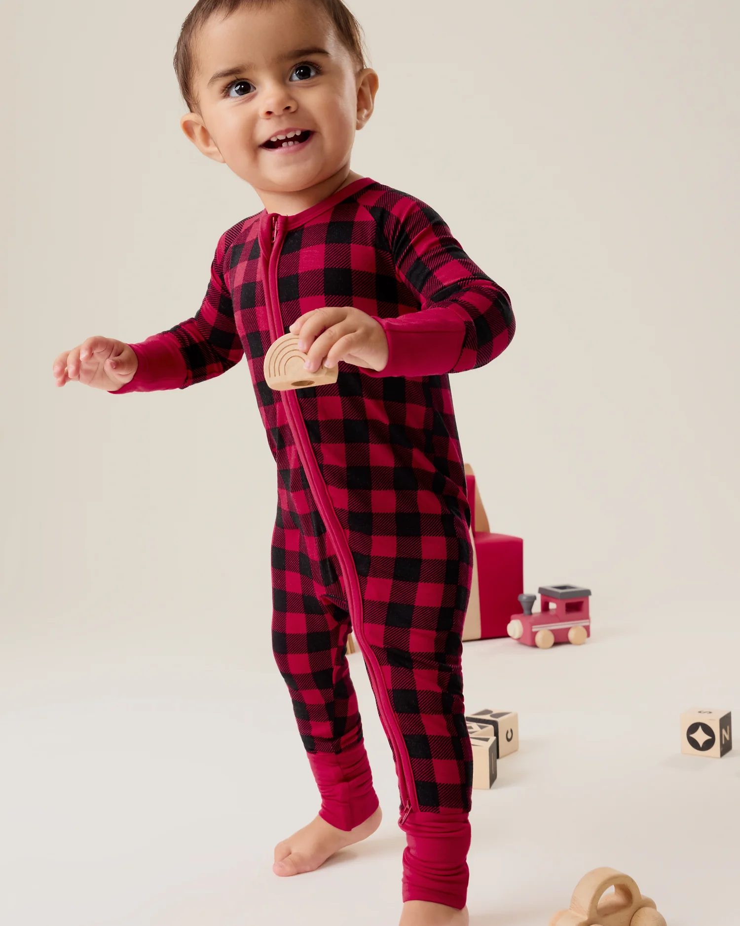 Image of Bamboo Baby Pajama | Red Plaid