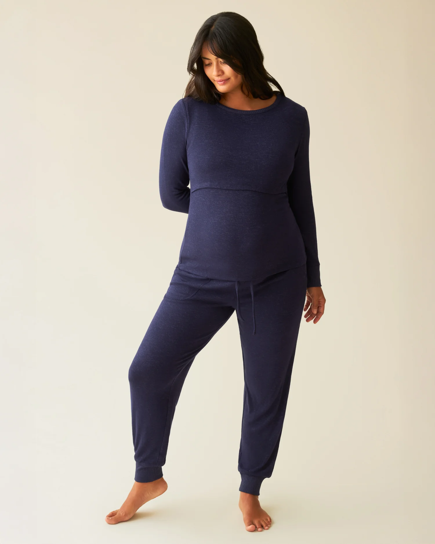 Image of CozyKnit Nursing Pajama & Lounge Set | Navy