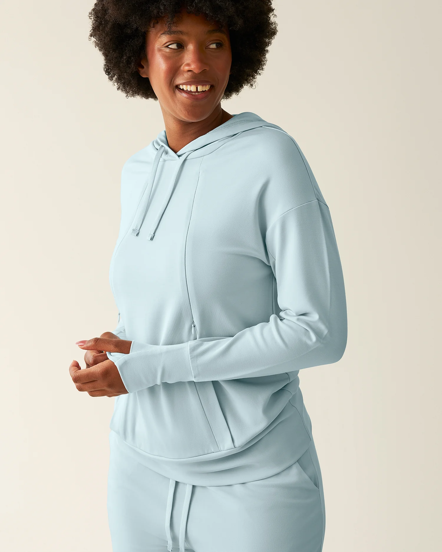 Image of Brushed Bamboo Maternity & Nursing Hoodie | Powder Blue