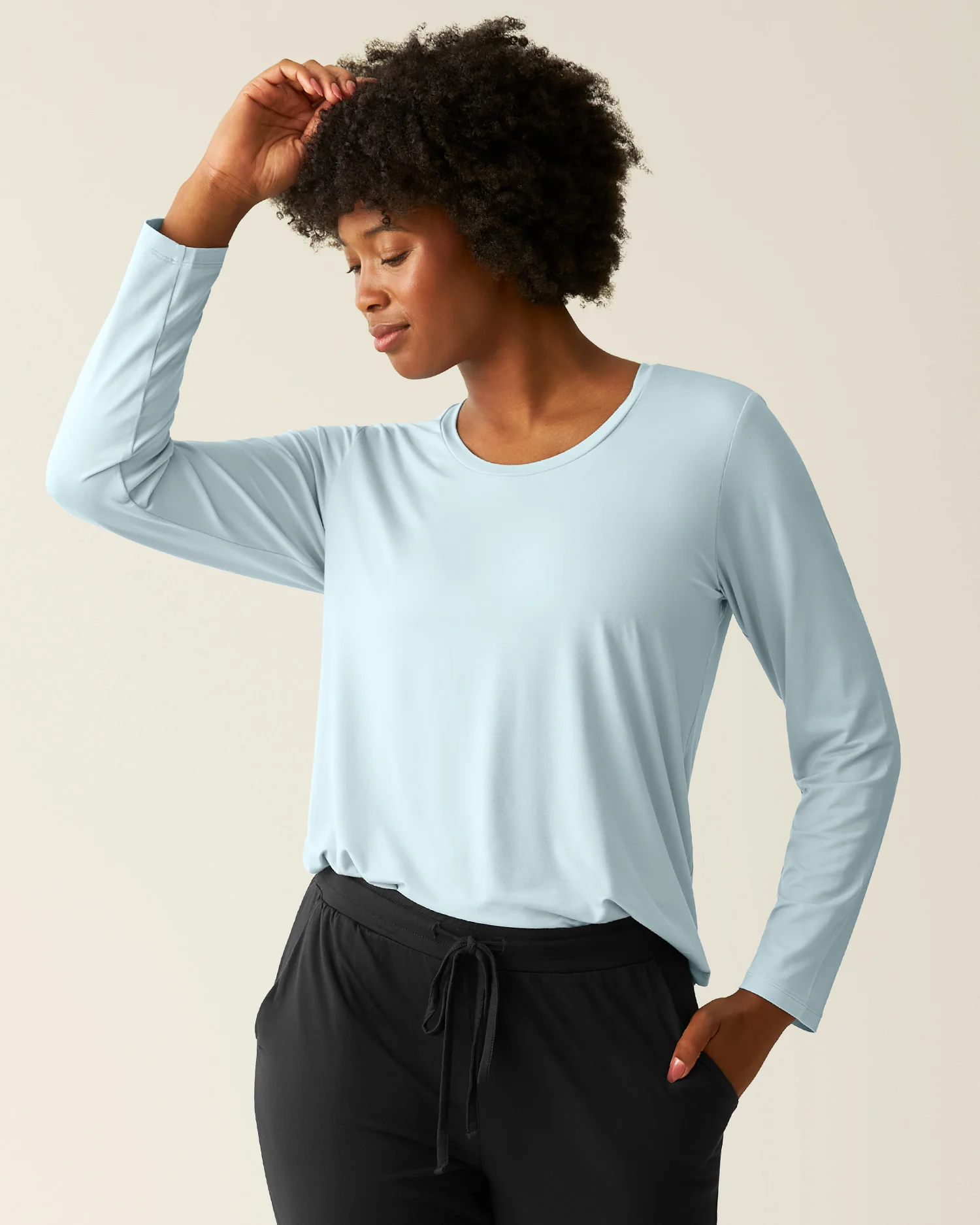 Image of Bamboo Maternity & Nursing Long Sleeve T-shirt | Powder Blue