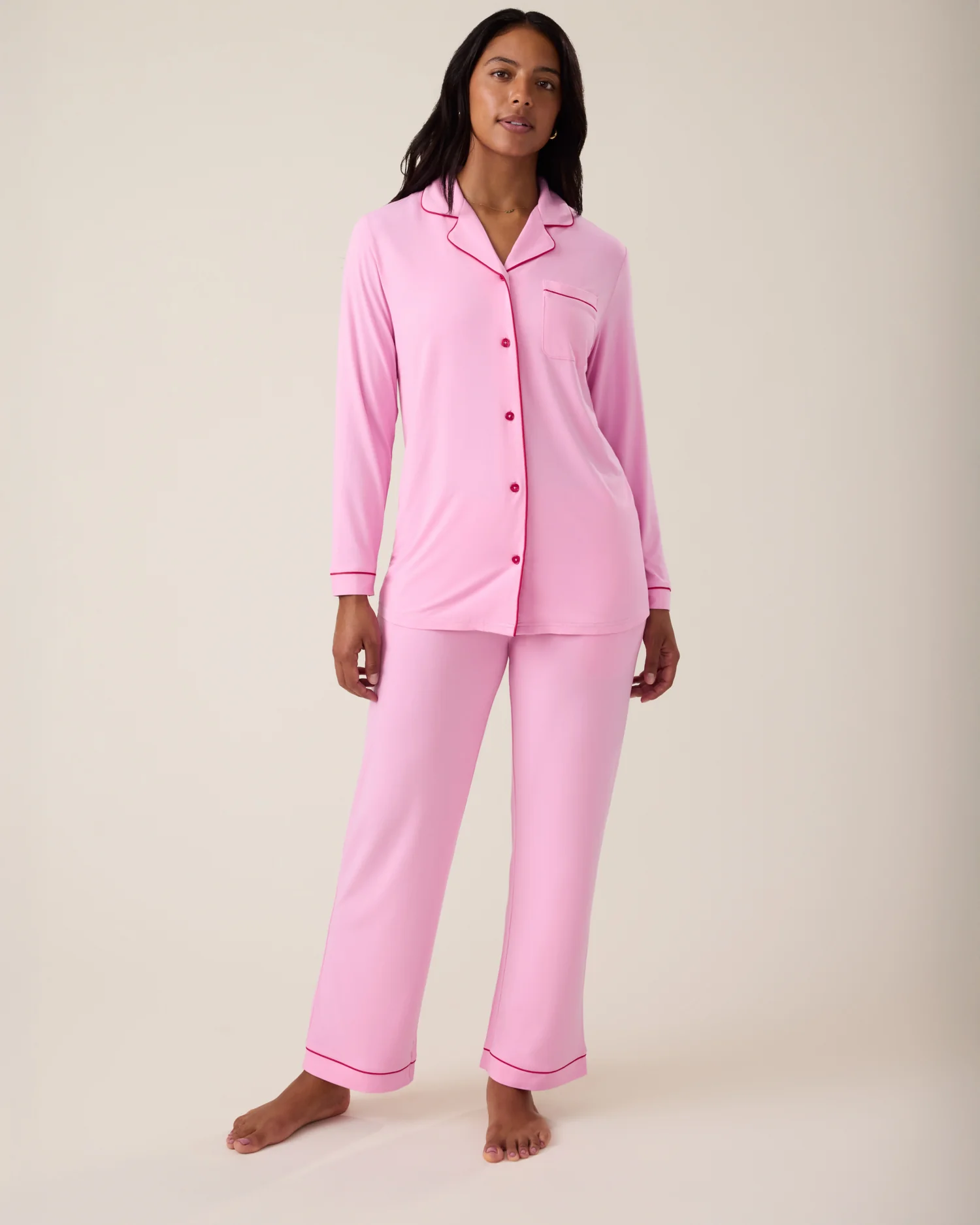Image of Clea Bamboo Long Sleeve Pajama Set | Bubblegum
