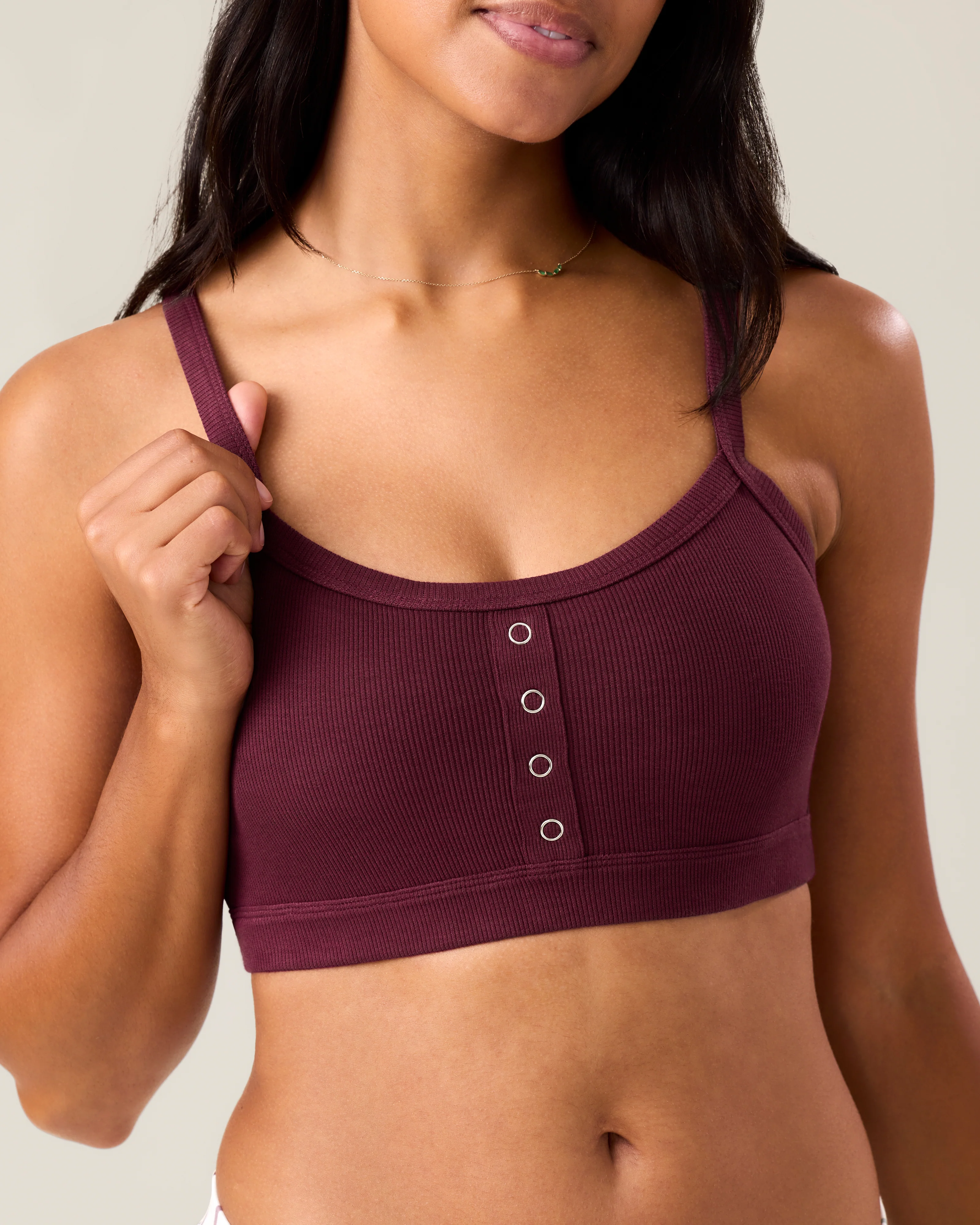 Image of Ribbed Bamboo Pumping Bralette | Deep Burgundy