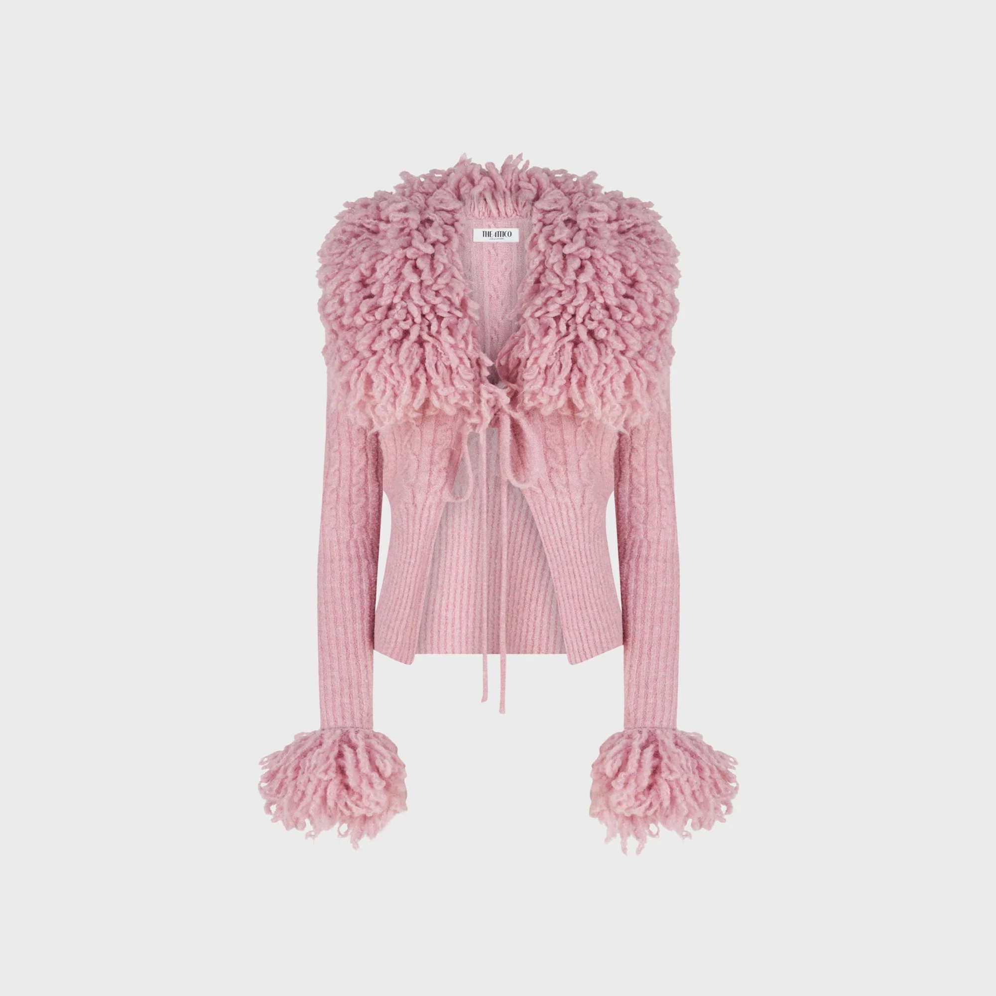 Image of The Attico Cardigan - Pink Ribbed Wool