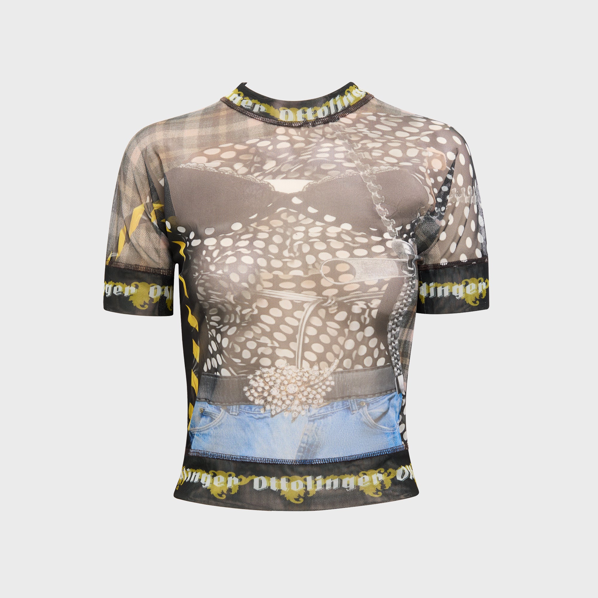 Image of Ottolinger Mesh Tee - Polka Dot Zip Print