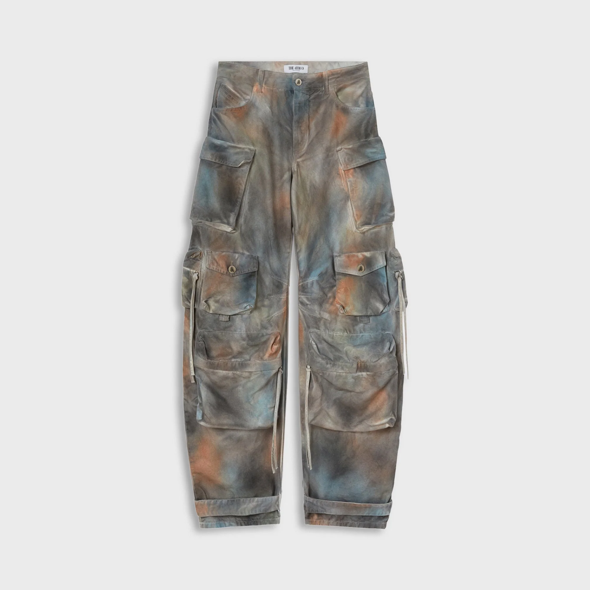 Image of The Attico Fern Long Pant - Grey / Rust Denim Camouflage