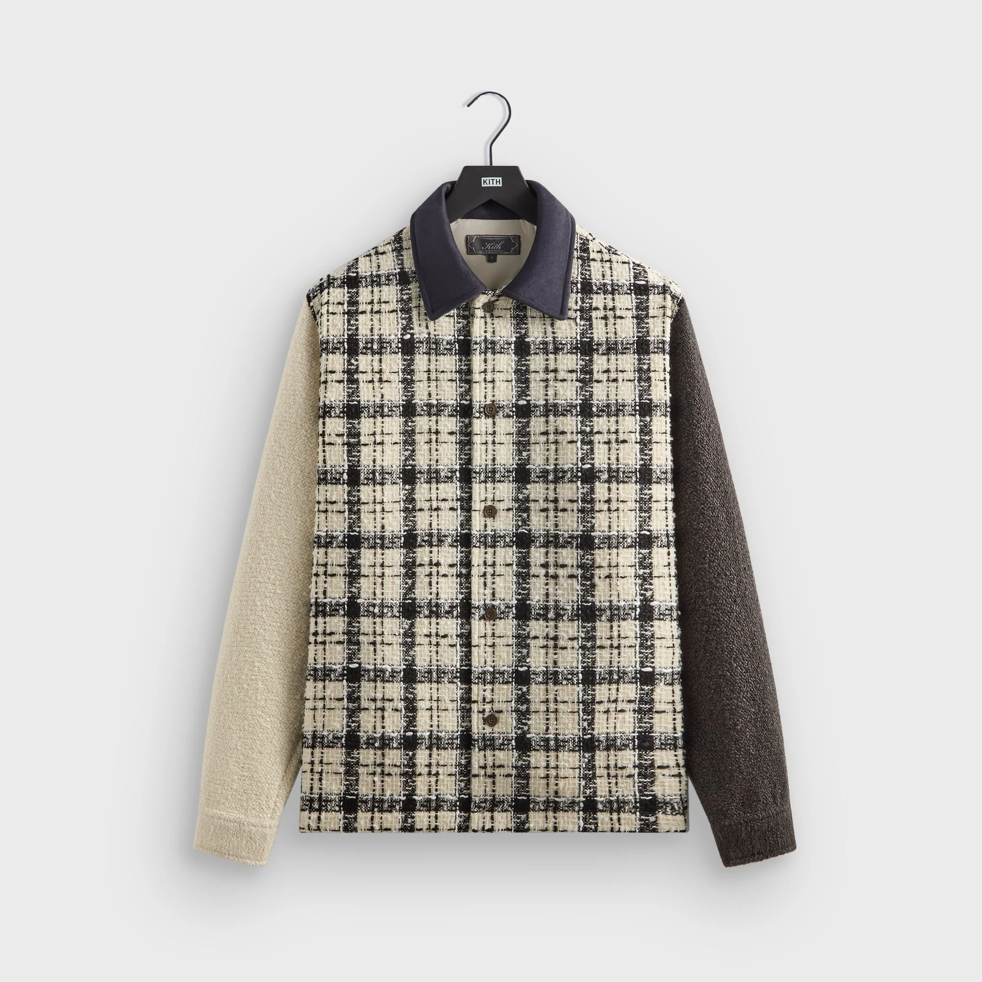 Image of Kith Mixed Tweed Boxy Collared Overshirt - Sandrift