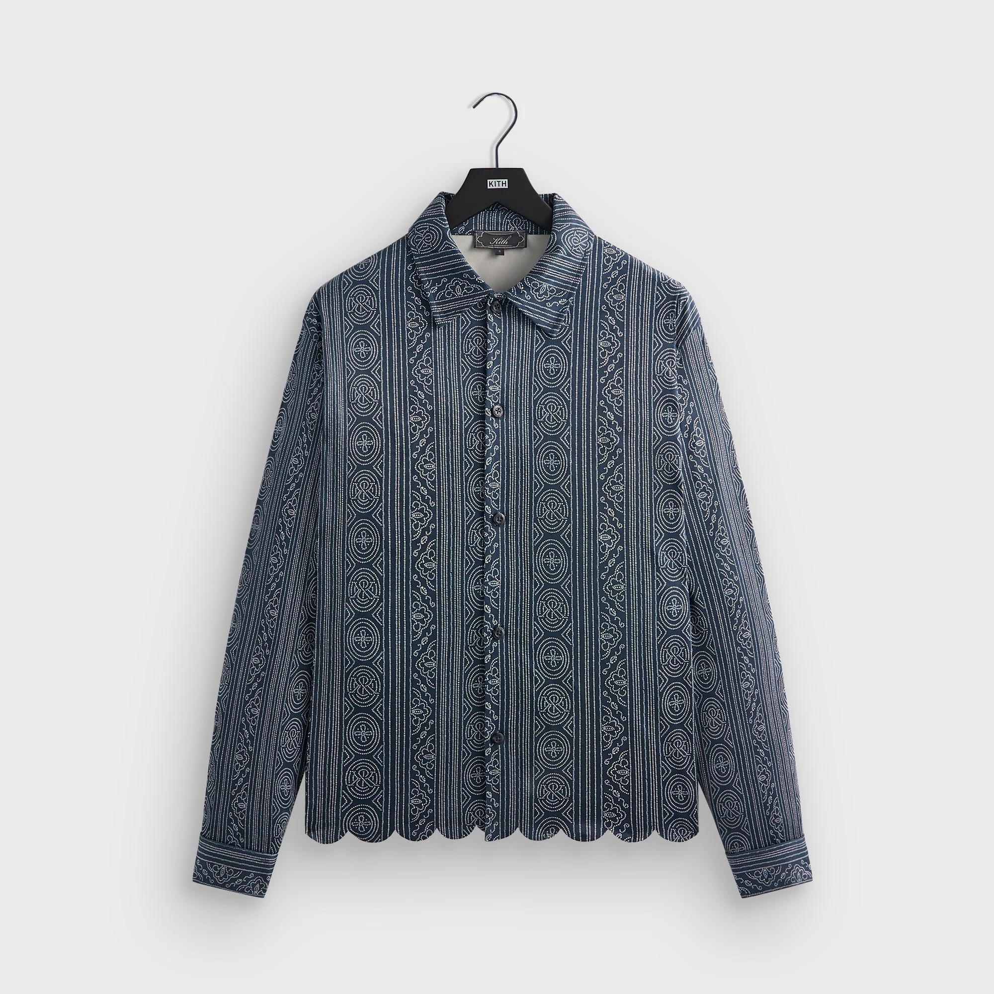 Image of Kith Isaac Microsuede Long Sleeve Button Down - Nocturnal