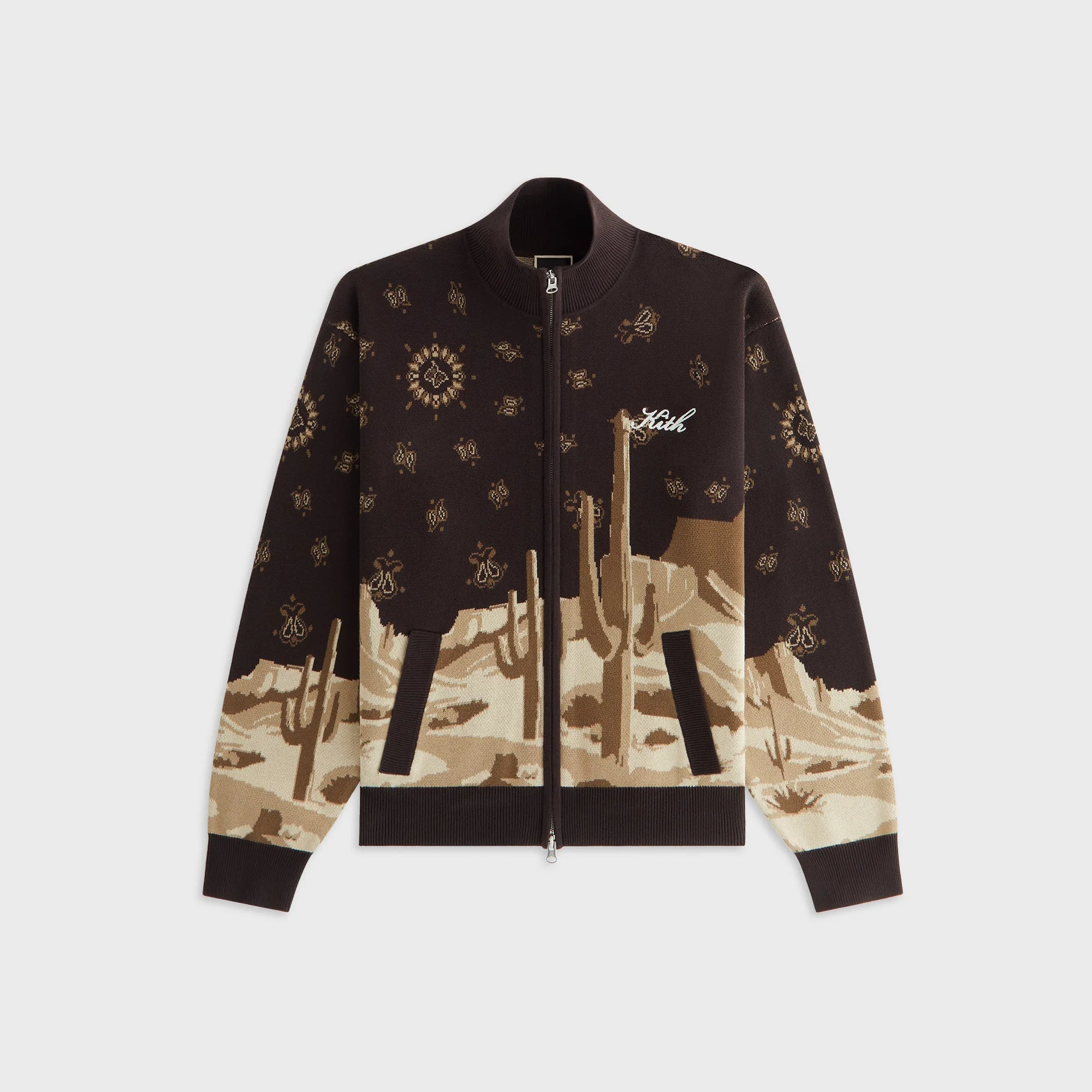 Image of Kith Women Oversized Wyler Desert Full Zip Sweater - Incognito
