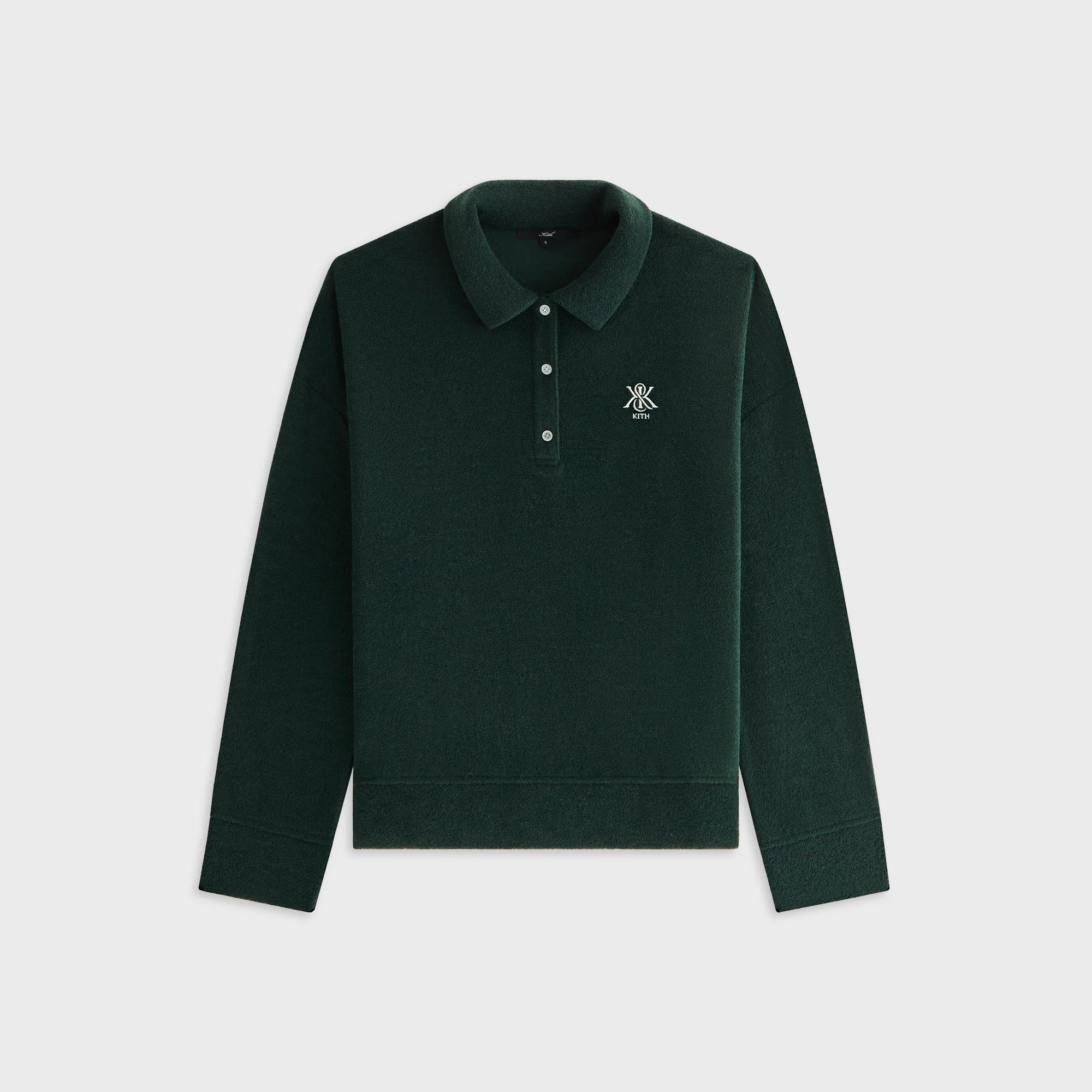 Image of Kith Women Selma Boucle Towel Polo Long Sleeve - Stadium